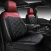 imageCAR PASS Nappa Leather Waterproof Car Seat Covers Full Set 3D Foam Automotive Seat Covers with Rhombic Design Airbag Compatible Universal Fit for Most SUV Truck Sedan Black RedBlack Red Full Set