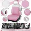 imageCAR PASS Nappa Leather Waterproof Car Seat Covers Full Set 3D Foam Automotive Seat Covers with Rhombic Design Airbag Compatible Universal Fit for Most SUV Truck Sedan Black RedPink White Full Set