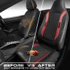 imageCAR PASS Sporty High Back 3D Oxford Waterproof Car Seat Cover Two Front Universal Carbon Fiber Leather Bucket Seat Cover All Weather Airbag Compatible Fit Sports Car SUV Sedan Truck Black GrayBlack Red