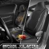 imageCAR PASS Sporty High Back 3D Oxford Waterproof Car Seat Cover Two Front Universal Carbon Fiber Leather Bucket Seat Cover All Weather Airbag Compatible Fit Sports Car SUV Sedan Truck Black GrayBlack