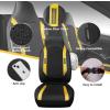 imageCAR PASS Sporty High Back 3D Oxford Waterproof Car Seat Cover Two Front Universal Carbon Fiber Leather Bucket Seat Cover All Weather Airbag Compatible Fit Sports Car SUV Sedan Truck Black GrayBlack and Yellow