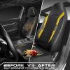 imageCAR PASS Sporty High Back 3D Oxford Waterproof Car Seat Cover Two Front Universal Carbon Fiber Leather Bucket Seat Cover All Weather Airbag Compatible Fit Sports Car SUV Sedan Truck Black GrayBlack and Yellow
