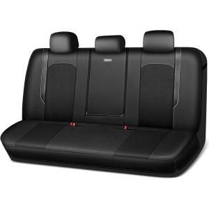imageCAR PASS Sporty High Back 3D Oxford Waterproof Car Seat Cover Two Front Universal Carbon Fiber Leather Bucket Seat Cover All Weather Airbag Compatible Fit Sports Car SUV Sedan Truck Black GraySolid Black Rear