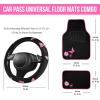 image:imageCAR PASS Embroidery Butterfly Steering Wheel Cover and Waterproof Car Floor MatsPink Car Mats 14515inch Steering Wheel Covers Universal Fit for Cars SuvsSedansVanfor Women GirlBlack and PinkBlack and Pink Butterfly