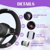image:imageCAR PASS Embroidery Butterfly Steering Wheel Cover and Waterproof Car Floor MatsPink Car Mats 14515inch Steering Wheel Covers Universal Fit for Cars SuvsSedansVanfor Women GirlBlack and PinkBlack and Purple Butterfly