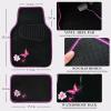 image:imageCAR PASS Embroidery Butterfly Steering Wheel Cover and Waterproof Car Floor MatsPink Car Mats 14515inch Steering Wheel Covers Universal Fit for Cars SuvsSedansVanfor Women GirlBlack and PinkBlack Pink
