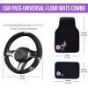 image:imageCAR PASS Embroidery Butterfly Steering Wheel Cover and Waterproof Car Floor MatsPink Car Mats 14515inch Steering Wheel Covers Universal Fit for Cars SuvsSedansVanfor Women GirlBlack and PinkBlack and Purple Butterfly