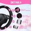 image:imageCAR PASS Embroidery Butterfly Steering Wheel Cover and Waterproof Car Floor MatsPink Car Mats 14515inch Steering Wheel Covers Universal Fit for Cars SuvsSedansVanfor Women GirlBlack and PinkBlack and Pink Butterfly