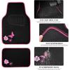 image:imageCAR PASS Embroidery Butterfly Steering Wheel Cover and Waterproof Car Floor MatsPink Car Mats 14515inch Steering Wheel Covers Universal Fit for Cars SuvsSedansVanfor Women GirlBlack and PinkBlack and Pink Butterfly