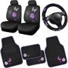 image:imageCAR PASS Embroidery Butterfly Steering Wheel Cover and Waterproof Car Floor MatsPink Car Mats 14515inch Steering Wheel Covers Universal Fit for Cars SuvsSedansVanfor Women GirlBlack and PinkBlack with Purple