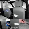 image:imageCAR PASS Luxury Leather Car Seat Covers Full Set 3D Rhombus Waterproof Faux Leather Seat Covers Universal Automotive Seat Cushion Fit for Sedan SUV Truck Van Armrest Airbag Compatible Solid Blackgray