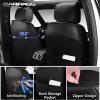 image:imageCAR PASS Luxury Leather Car Seat Covers Full Set 3D Rhombus Waterproof Faux Leather Seat Covers Universal Automotive Seat Cushion Fit for Sedan SUV Truck Van Armrest Airbag Compatible Solid BlackAll Balck