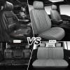image:imageCAR PASS Luxury Leather Car Seat Covers Full Set 3D Rhombus Waterproof Faux Leather Seat Covers Universal Automotive Seat Cushion Fit for Sedan SUV Truck Van Armrest Airbag Compatible Solid Blackgray