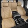 image:imageCAR PASS Luxury Leather Car Seat Covers Full Set 3D Rhombus Waterproof Faux Leather Seat Covers Universal Automotive Seat Cushion Fit for Sedan SUV Truck Van Armrest Airbag Compatible Solid Blackbeige