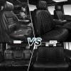image:imageCAR PASS Luxury Leather Car Seat Covers Full Set 3D Rhombus Waterproof Faux Leather Seat Covers Universal Automotive Seat Cushion Fit for Sedan SUV Truck Van Armrest Airbag Compatible Solid BlackBlack
