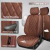 image:imageCAR PASS Luxury Leather Car Seat Covers Full Set 3D Rhombus Waterproof Faux Leather Seat Covers Universal Automotive Seat Cushion Fit for Sedan SUV Truck Van Armrest Airbag Compatible Solid Blackbrown