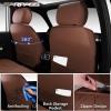 image:imageCAR PASS Luxury Leather Car Seat Covers Full Set 3D Rhombus Waterproof Faux Leather Seat Covers Universal Automotive Seat Cushion Fit for Sedan SUV Truck Van Armrest Airbag Compatible Solid Blackbrown