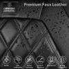 image:imageCAR PASS Luxury Leather Car Seat Covers Full Set 3D Rhombus Waterproof Faux Leather Seat Covers Universal Automotive Seat Cushion Fit for Sedan SUV Truck Van Armrest Airbag Compatible Solid BlackAll Balck