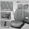 image:imageCAR PASS Luxury Leather Car Seat Covers Full Set 3D Rhombus Waterproof Faux Leather Seat Covers Universal Automotive Seat Cushion Fit for Sedan SUV Truck Van Armrest Airbag Compatible Solid Blackgray