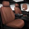 image:imageCAR PASS Luxury Leather Car Seat Covers Full Set 3D Rhombus Waterproof Faux Leather Seat Covers Universal Automotive Seat Cushion Fit for Sedan SUV Truck Van Armrest Airbag Compatible Solid Blackbrown