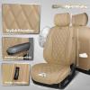 image:imageCAR PASS Luxury Leather Car Seat Covers Full Set 3D Rhombus Waterproof Faux Leather Seat Covers Universal Automotive Seat Cushion Fit for Sedan SUV Truck Van Armrest Airbag Compatible Solid Blackbeige