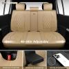 image:imageCAR PASS Luxury Leather Car Seat Covers Full Set 3D Rhombus Waterproof Faux Leather Seat Covers Universal Automotive Seat Cushion Fit for Sedan SUV Truck Van Armrest Airbag Compatible Solid Blackbeige