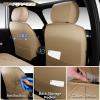 image:imageCAR PASS Luxury Leather Car Seat Covers Full Set 3D Rhombus Waterproof Faux Leather Seat Covers Universal Automotive Seat Cushion Fit for Sedan SUV Truck Van Armrest Airbag Compatible Solid Blackbeige