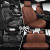 image:imageCAR PASS Luxury Leather Car Seat Covers Full Set 3D Rhombus Waterproof Faux Leather Seat Covers Universal Automotive Seat Cushion Fit for Sedan SUV Truck Van Armrest Airbag Compatible Solid Blackbrown