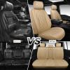 image:imageCAR PASS Luxury Leather Car Seat Covers Full Set 3D Rhombus Waterproof Faux Leather Seat Covers Universal Automotive Seat Cushion Fit for Sedan SUV Truck Van Armrest Airbag Compatible Solid Blackbeige