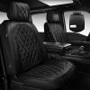 image:imageCAR PASS Luxury Leather Car Seat Covers Full Set 3D Rhombus Waterproof Faux Leather Seat Covers Universal Automotive Seat Cushion Fit for Sedan SUV Truck Van Armrest Airbag Compatible Solid BlackBlack