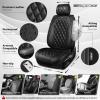 image:imageCAR PASS Luxury Leather Car Seat Covers Full Set 3D Rhombus Waterproof Faux Leather Seat Covers Universal Automotive Seat Cushion Fit for Sedan SUV Truck Van Armrest Airbag Compatible Solid BlackAll Balck