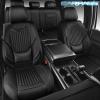 image:imageCAR PASS Luxury Nappa Leather Car Seat Covers Full Set Lumbar Support Seat Covers for Car 5 Seats Waterproof Car Seat Protector Automotive Seat Covers Universal Fit for Most Sedans SUV Trucks Black