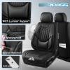 image:imageCAR PASS Luxury Nappa Leather Car Seat Covers Full Set Lumbar Support Seat Covers for Car 5 Seats Waterproof Car Seat Protector Automotive Seat Covers Universal Fit for Most Sedans SUV Trucks Black