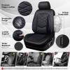 image:imageCAR PASS Luxury Nappa Leather Front Seat Covers Waterproof 3D Foam Seat Covers with Lumbar Support Breathable Auto Seat Cover Airbag Compatible Universal Fit for Sedan SUV Van Truck All Blackblack and blue