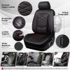 image:imageCAR PASS Luxury Nappa Leather Front Seat Covers Waterproof 3D Foam Seat Covers with Lumbar Support Breathable Auto Seat Cover Airbag Compatible Universal Fit for Sedan SUV Van Truck All Blackblack and red