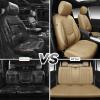 image:imageCAR PASS Luxury Nappa Leather Front Seat Covers Waterproof 3D Foam Seat Covers with Lumbar Support Breathable Auto Seat Cover Airbag Compatible Universal Fit for Sedan SUV Van Truck All Blackbeige