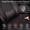 image:imageCAR PASS Luxury Nappa Leather Front Seat Covers Waterproof 3D Foam Seat Covers with Lumbar Support Breathable Auto Seat Cover Airbag Compatible Universal Fit for Sedan SUV Van Truck All Blackblack and red