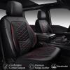 image:imageCAR PASS Luxury Nappa Leather Front Seat Covers Waterproof 3D Foam Seat Covers with Lumbar Support Breathable Auto Seat Cover Airbag Compatible Universal Fit for Sedan SUV Van Truck All Blackblack and red