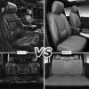 image:imageCAR PASS Luxury Nappa Leather Front Seat Covers Waterproof 3D Foam Seat Covers with Lumbar Support Breathable Auto Seat Cover Airbag Compatible Universal Fit for Sedan SUV Van Truck All Blackgray