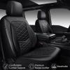 image:imageCAR PASS Luxury Nappa Leather Front Seat Covers Waterproof 3D Foam Seat Covers with Lumbar Support Breathable Auto Seat Cover Airbag Compatible Universal Fit for Sedan SUV Van Truck All Blackblack