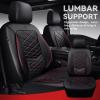 image:imageCAR PASS Luxury Nappa Leather Front Seat Covers Waterproof 3D Foam Seat Covers with Lumbar Support Breathable Auto Seat Cover Airbag Compatible Universal Fit for Sedan SUV Van Truck All Blackblack and red