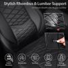 image:imageCAR PASS Luxury Nappa Leather Front Seat Covers Waterproof 3D Foam Seat Covers with Lumbar Support Breathable Auto Seat Cover Airbag Compatible Universal Fit for Sedan SUV Van Truck All Blackblack