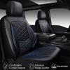 image:imageCAR PASS Luxury Nappa Leather Front Seat Covers Waterproof 3D Foam Seat Covers with Lumbar Support Breathable Auto Seat Cover Airbag Compatible Universal Fit for Sedan SUV Van Truck All Blackblack and blue