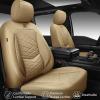 image:imageCAR PASS Luxury Nappa Leather Front Seat Covers Waterproof 3D Foam Seat Covers with Lumbar Support Breathable Auto Seat Cover Airbag Compatible Universal Fit for Sedan SUV Van Truck All Blackbeige