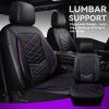 image:imageCAR PASS Luxury Nappa Leather Front Seat Covers Waterproof 3D Foam Seat Covers with Lumbar Support Breathable Auto Seat Cover Airbag Compatible Universal Fit for Sedan SUV Van Truck All BlackBlack and Purple
