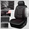 image:imageCAR PASS Luxury Nappa Leather Front Seat Covers Waterproof 3D Foam Seat Covers with Lumbar Support Breathable Auto Seat Cover Airbag Compatible Universal Fit for Sedan SUV Van Truck All Blackblack and red