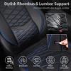 image:imageCAR PASS Luxury Nappa Leather Front Seat Covers Waterproof 3D Foam Seat Covers with Lumbar Support Breathable Auto Seat Cover Airbag Compatible Universal Fit for Sedan SUV Van Truck All Blackblack and blue