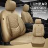 image:imageCAR PASS Luxury Nappa Leather Front Seat Covers Waterproof 3D Foam Seat Covers with Lumbar Support Breathable Auto Seat Cover Airbag Compatible Universal Fit for Sedan SUV Van Truck All Blackbeige