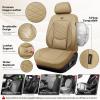 image:imageCAR PASS Luxury Nappa Leather Front Seat Covers Waterproof 3D Foam Seat Covers with Lumbar Support Breathable Auto Seat Cover Airbag Compatible Universal Fit for Sedan SUV Van Truck All Blackbeige