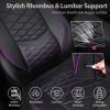image:imageCAR PASS Luxury Nappa Leather Front Seat Covers Waterproof 3D Foam Seat Covers with Lumbar Support Breathable Auto Seat Cover Airbag Compatible Universal Fit for Sedan SUV Van Truck All BlackBlack and Purple